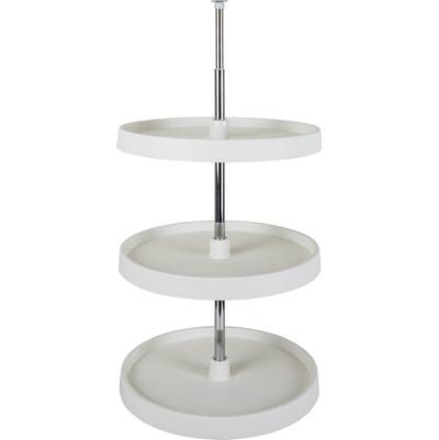 Hardware Resources 18'' Round Three-Shelf Plastic Lazy Susan Set in White