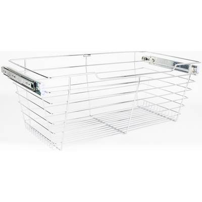Hardware Resources Closet Pullout Basket with Slides - 14'' D x 17'' W x 11'' H in Polished Chrome