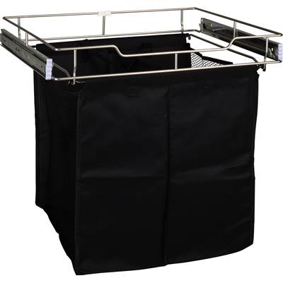 Hardware Resources Pullout Canvas Hamper with Removable Laundry Bag - 18" Deep in Dark Bronze