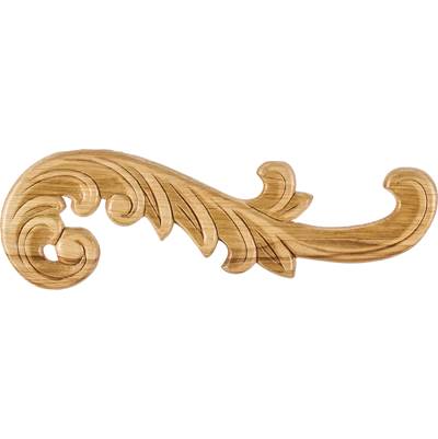 Hardware Resources Right Curved Acanthus Applique - 10-1/2" W x 5/16" D x 3-1/4" H in Unfinished