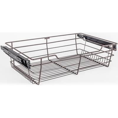 Hardware Resources Closet Pullout Basket with Slides - 16"D x 23"W x 6"H in Dark Bronze