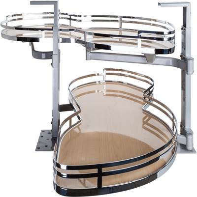 Hardware Resources Blind Corner Swingout - 15" - Right in Polished Chrome and Maple