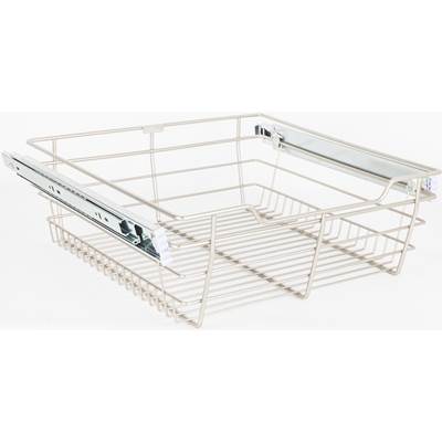 Hardware Resources Closet Pullout Basket with Slides - 14'' D x 17'' W x 6'' H in Satin Nickel