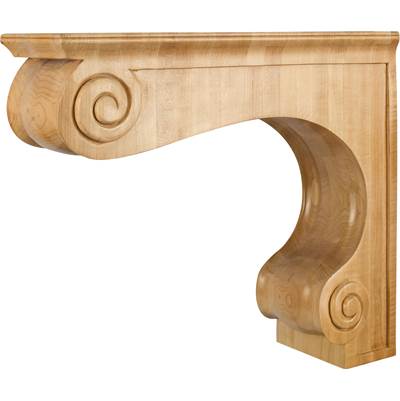 Hardware Resources Rubberwood Range Hood Corbel - 5-15/16" W x 18" D x 16" H in Unfinished