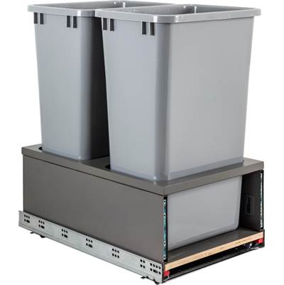 Hardware Resources Double 50 Quart Soft-close Drawer Box Trash Can in Grey