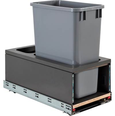 Hardware Resources Single 35 Quart Soft-close Drawer Box Trash Can in Grey