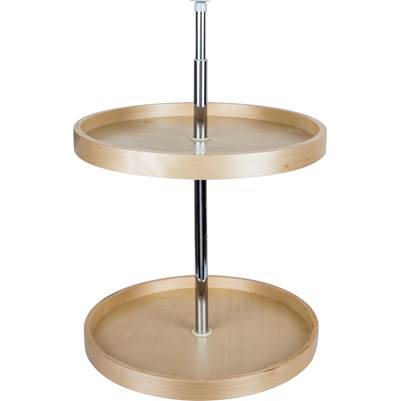 Hardware Resources 18" Round Two-Shelf Banded Wood Lazy Susan Set in UV Coated
