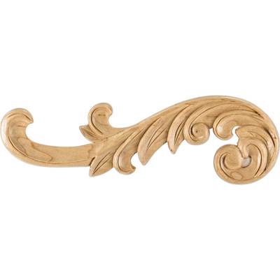 Hardware Resources 10-3/8" W x 1/4" D x 3-1/4" H Left Curved Cherry Acanthus Applique in Unfinished
