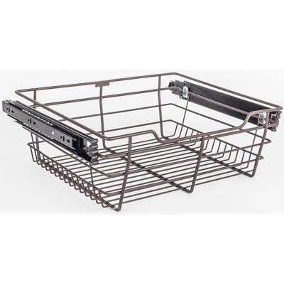 Hardware Resources Closet Pullout Basket with Slides - 16"D x 17"W x 6"H in Dark Bronze