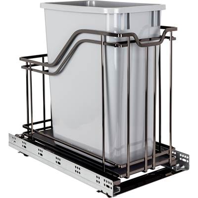Hardware Resources Storage With Style Single 35 Quart Steel Soft-Close Pullout Trash Can in Black Nickel
