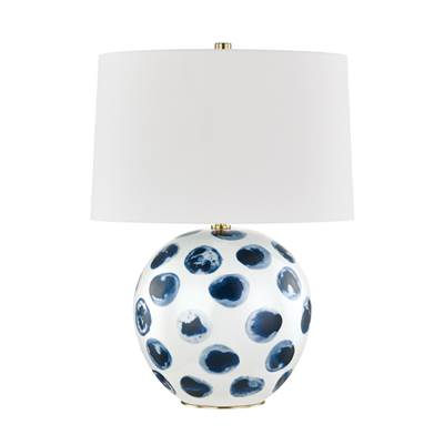 Hudson Valley Lighting Blue Point Table Lamp - Ceramic in White Bisque Blue Dots