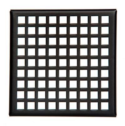 Infinity Drain Pro Series Center Drain - 4" x 4" - LQ4 Squares Pattern - Top Plate in Matte Black