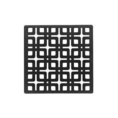 Infinity Drain Premium Center Drain 4" x 4" Link Pattern Decorative Plate for K 4, KD 4, KDB 4 in Matte Black