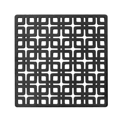 Infinity Drain Premium Center Drain 5" x 5" Link Pattern Decorative Plate for K 5, KD 5, KDB 5 in Matte Black