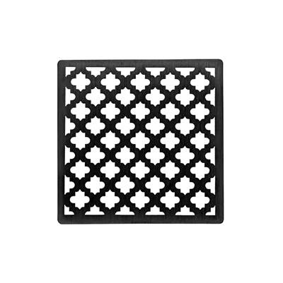 Infinity Drain Premium 4" Square Moor Pattern Shower Drain in Matte Black