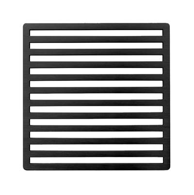 Infinity Drain 5" x 5" Lines Pattern Decorative Plate in Matte Black