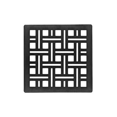 Infinity Drain 4" x 4" Weave Pattern Shower Drain in Matte Black