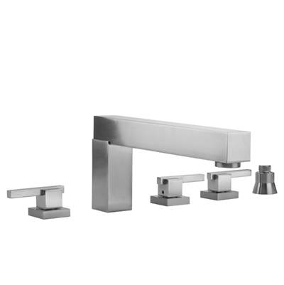 Jaclo CUBIX Roman Tub Set - Lever Handles - Straight Handshower Holder in Antique Brass