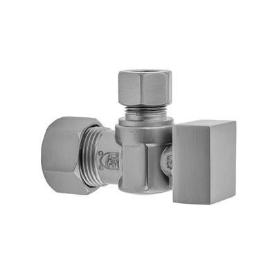 Jaclo Quarter Turn Angle Pattern Supply Valve - 5/8" O.D. x 3/8" O.D. - Square Handle in Antique Brass