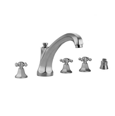 Jaclo Astor Roman Tub Set - High Spout - Ball Cross Handles - Straight Handshower in Antique Brass