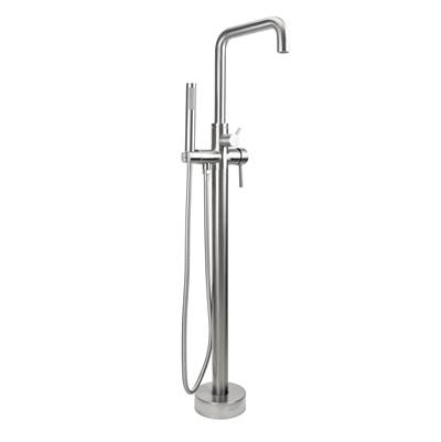 Jaclo Downtown Contempo Freestanding Tub Filler - Handshower with Hose in Antique Brass