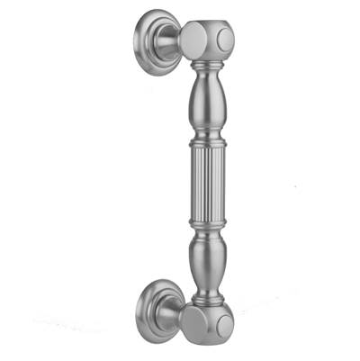Jaclo H21 12" Front Mount Shower Door Pull with Finials in Antique Brass