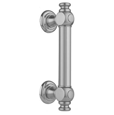 Jaclo H61 Reeded with End Caps - 12'' Front Mount Shower Door Pull in Antique Brass