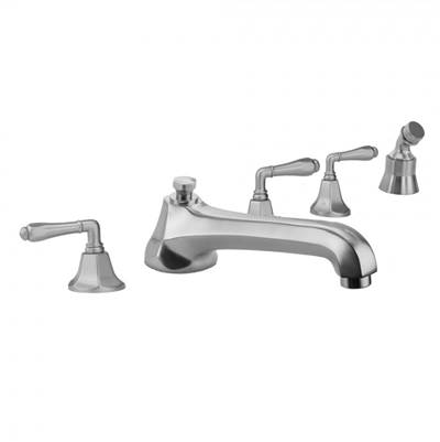 Jaclo Astor Roman Tub Set - Smooth Lever Handles - Angled Handshower in Antique Brass