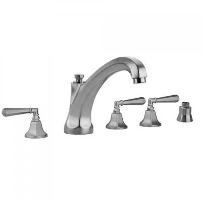 Jaclo Astor Roman Tub Set - High Spout - Hex Lever Handles - Straight Handshower in Antique Brass