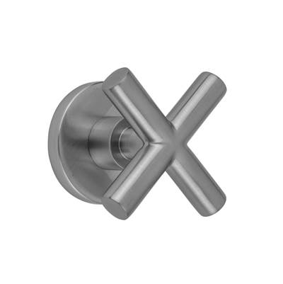 Jaclo Contempo Hub Base Cross Handle with Round Escutcheon - Exacto Volume Control Trim in Antique Brass