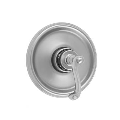 Jaclo Round Step Plate with Ribbon Lever Trim for Thermostatic Valves (J-TH34 & J-TH12) in Unlacquered Brass