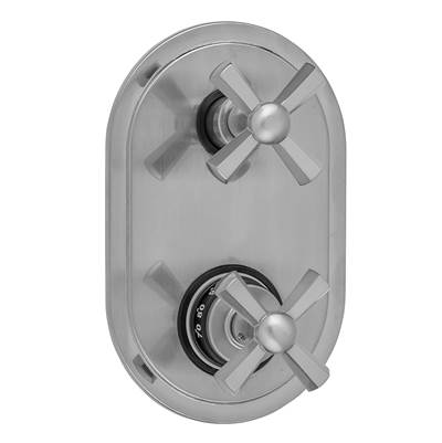 Jaclo Oval Plate Thermostatic Valve Trim - Hex Cross Controls - 2-Way/3-Way Diverter in Oil Rubbed Bronze