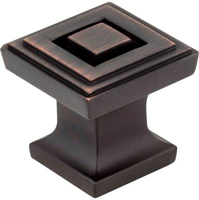 Jeffrey Alexander Delmar Square Cabinet Knob - 1" in Brushed Oil Rubbed Bronze