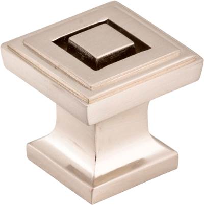 Jeffrey Alexander Delmar Square Cabinet Knob - 1" in Satin Nickel