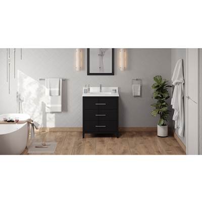 Jeffrey Alexander Katara Single Sink Vanity Set - 30-Inch - Undermount Rectangle Bowl in Black with White Quartz