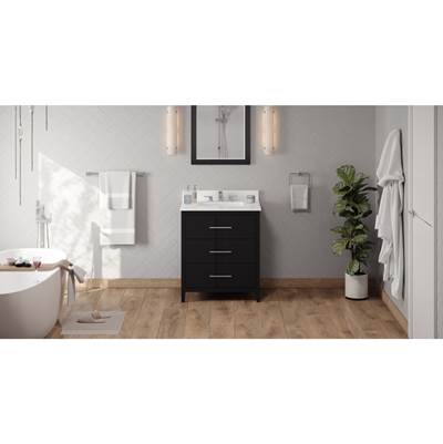 Jeffrey Alexander Katara Single Sink Vanity Set - 30-Inch - Undermount Rectangle Bowl in Black with White Quartz