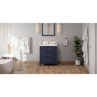Jeffrey Alexander Katara 30" Double Vanity - White Quartz Top - Undermount Rectangle Bowl in Hale Blue