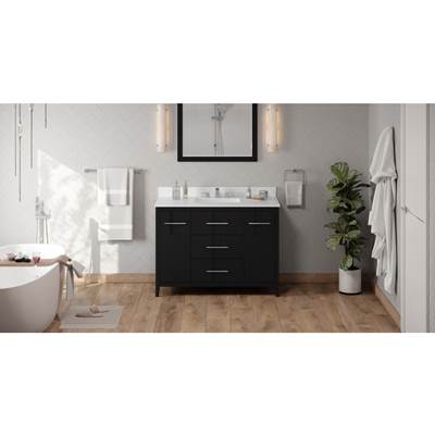 Jeffrey Alexander Katara 48" Vanity Set - White Quartz Top - Undermount Rectangle in Black