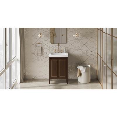 Jeffrey Alexander Percival 24" Double Vanity - Red Engineered Stone Top - Undermount Bowl in Dark Walnut