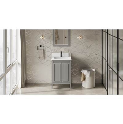 Jeffrey Alexander Percival Vanity - 24" - White Quartz Top - Undermount Rectangle Bowl in Grey