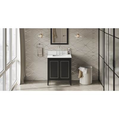 Jeffrey Alexander Percival Vanity - 30" - White Quartz Top - Undermount Rectangle Bowl in Black
