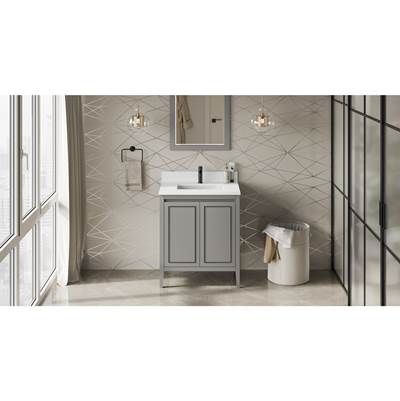 Jeffrey Alexander Percival Vanity - 30" - White Quartz Top - Undermount Rectangle Bowl in Grey