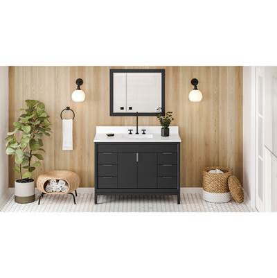 Jeffrey Alexander Theodora 48" Double Vanity - White Quartz Top - Undermount Rectangle in Black