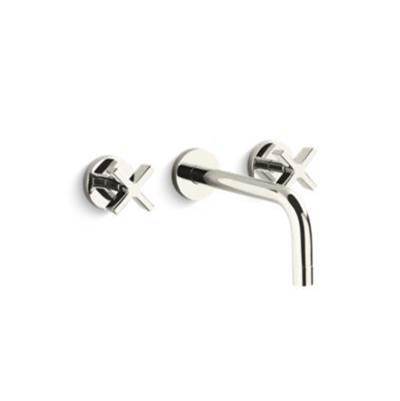 Kallista One® Wall-Mount Bathroom Sink Faucet - Cross Handle - Short Spout - 1.2 GPM in Polished Nickel