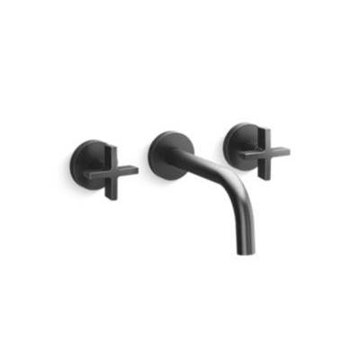 Kallista One® Wall-Mount Bathroom Sink Faucet - Cross Handle - Short Spout - 1.2 GPM in Brushed Graphite