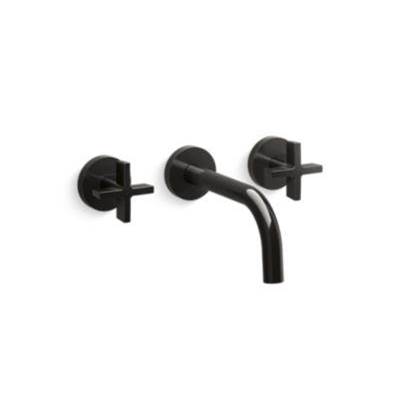 Kallista One® Wall-Mount Bathroom Sink Faucet - Cross Handle - Short Spout - 1.2 GPM in Polished Graphite
