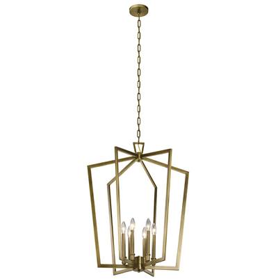 Kichler Lighting Abbotswell Large Foyer 6-Light Pendant in Natural Brass