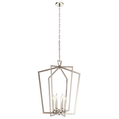 Kichler Lighting Abbotswell Large Foyer 6-Light Pendant in Polished Nickel