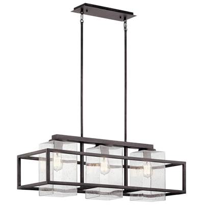 Kichler Lighting Wright 3-Light Outdoor Linear Chandelier in Weathered Zinc