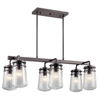 Kichler Lighting Lyndon 6-Light Outdoor Linear Chandelier in Architectural Bronze